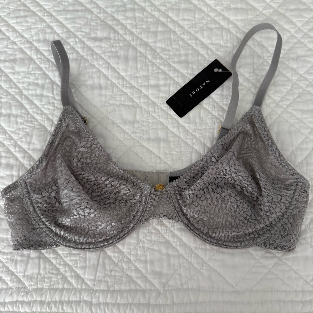 NWT Natori Women's Animal Print Gray Lace Underwire Bra  Size 34B